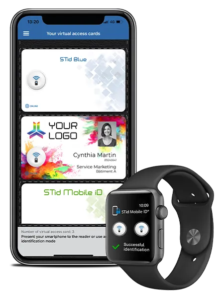 STid Mobile ID app on a smartphone showing a resident's virtual access card